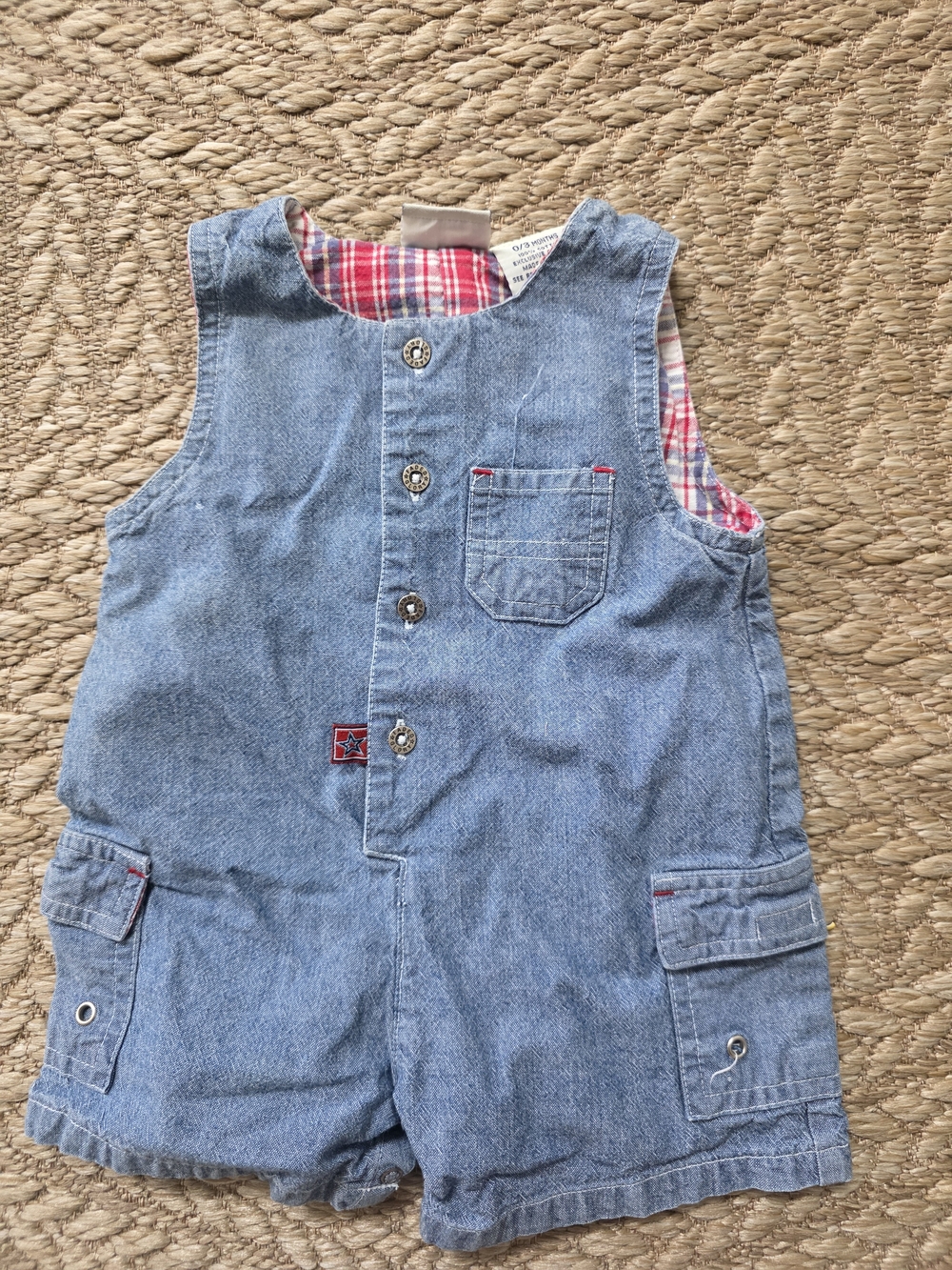 VINTAGE Y2K Faded Glory Light Blue Denim Kids Romper